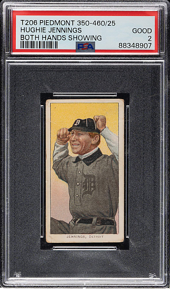 1909-1911 T206 White Border Hughie Jennings Both Hands Showing PSA GOOD 2