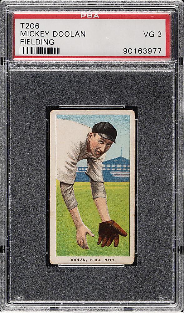 1909-1911 T206 White Border Mickey Doolan Fielding PSA VG 3