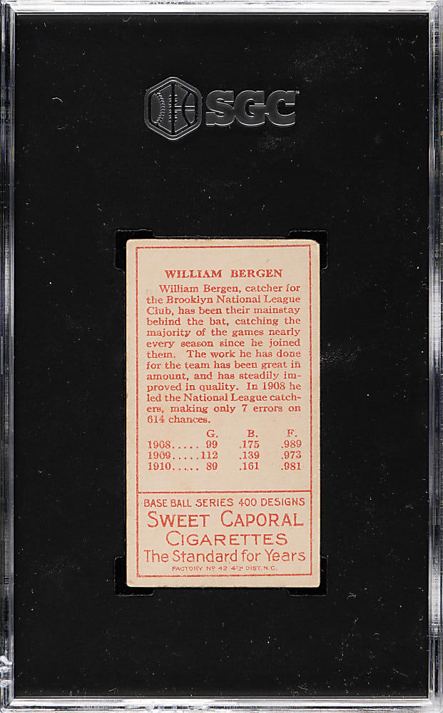 1911 T205 Gold Border William Bergen SGC VG/EX+ 4.5