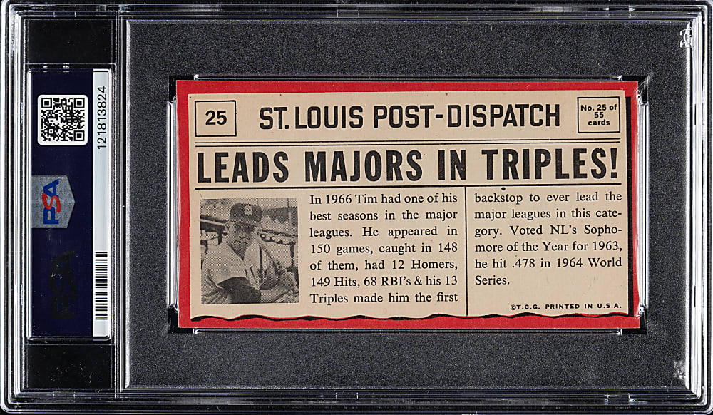 1971 Topps Greatest Moments #25 Tim McCarver PSA EX 5