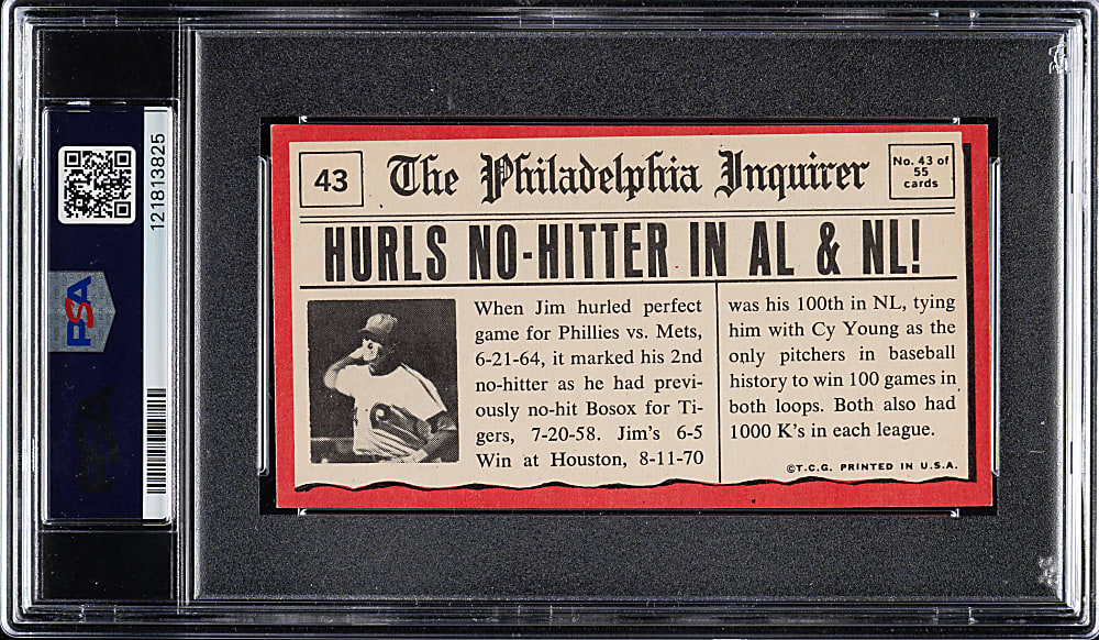 1971 Topps Greatest Moments #43 Jim Bunning PSA EX 5