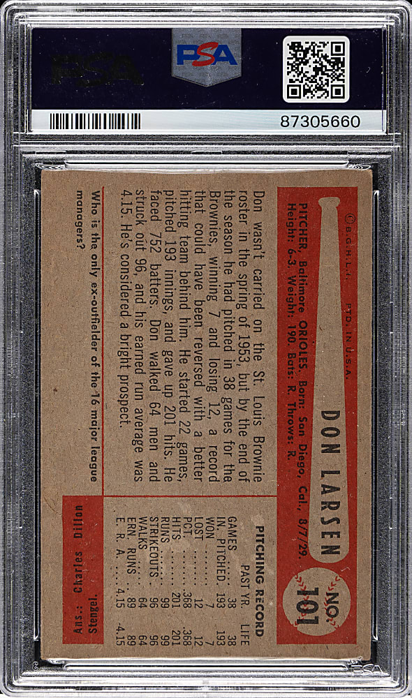1954 Bowman #101 Don Larsen Rookie PSA EX 5
