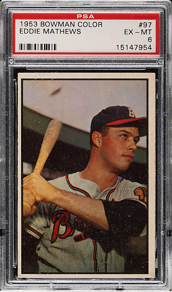 1953 Bowman Color #97 Eddie Mathews PSA EX-MT 6