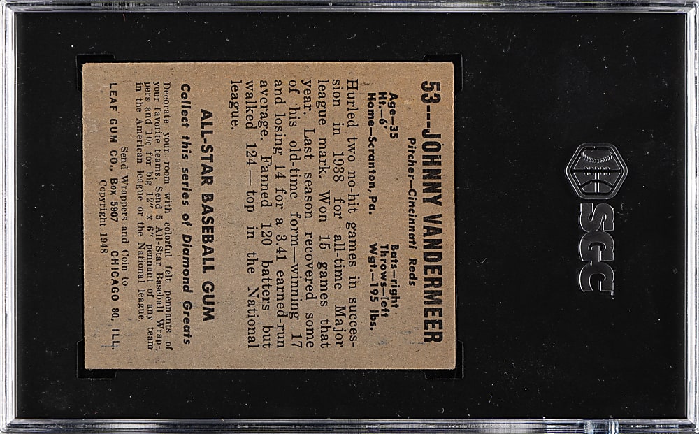 1948-1949 Leaf #53 John Vander Meer SGC VG/EX 4