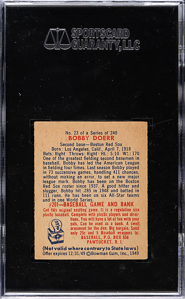 1949 Bowman #23 Bobby Doerr SGC VG/EX+ 55