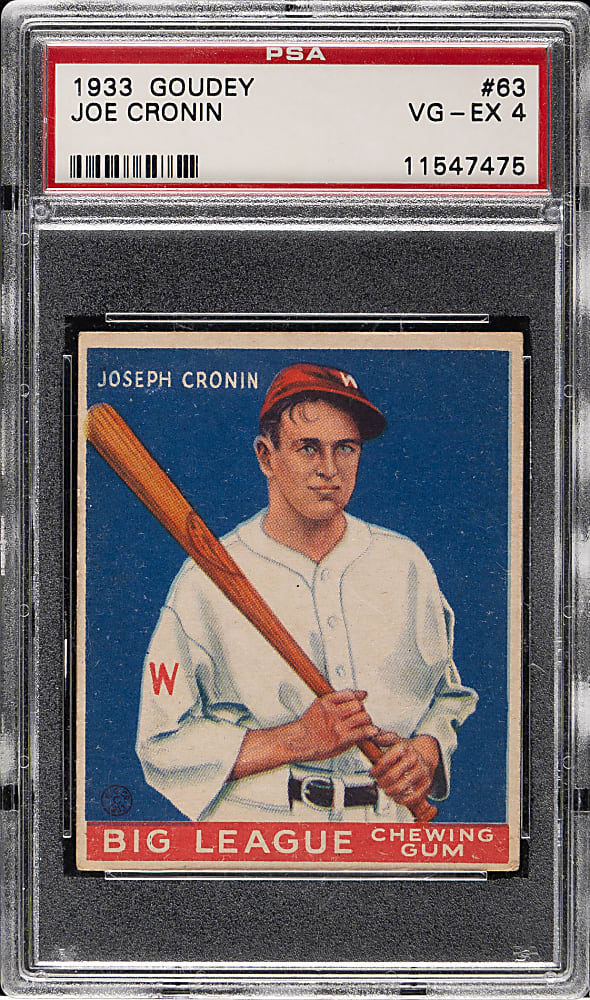 1933 R319 Goudey #63 Joe Cronin PSA VG-EX 4