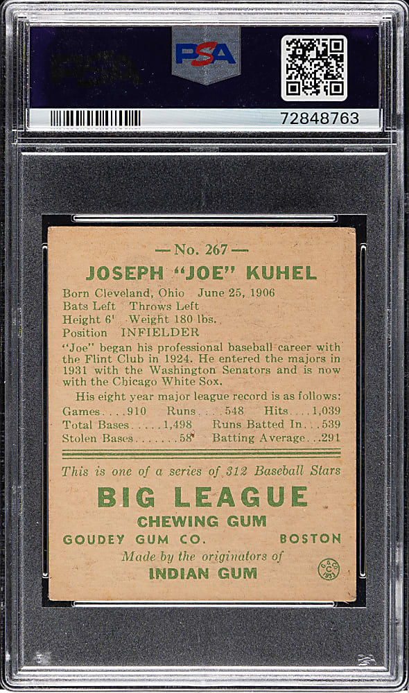 1938 R323 Goudey "Heads-Up" #267 Joe Kuhel PSA VG 3