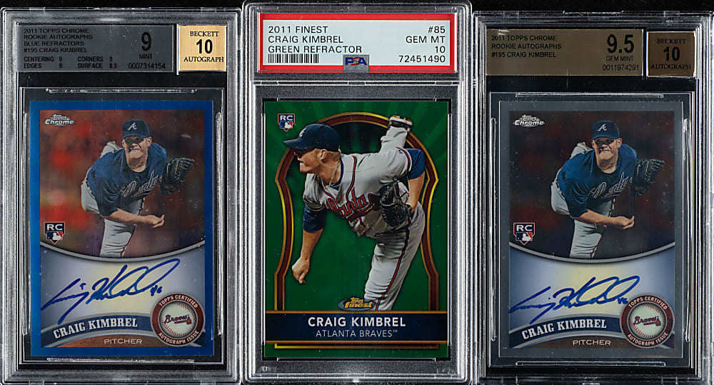 2011 Topps Chrome Autographs and Topps Finest Craig Kimbrel PSA- and BGS-Graded Trio