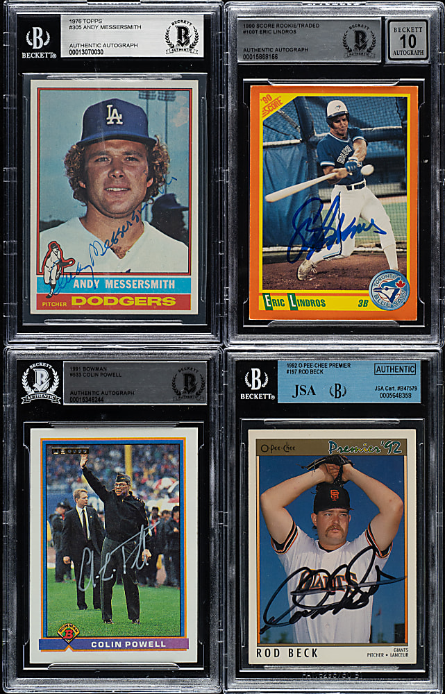 Signed 1976 to 1992 Topps, Score, and Bowman BGS-Graded Collection (4)