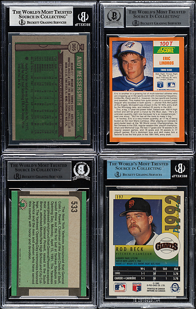 Signed 1976 to 1992 Topps, Score, and Bowman BGS-Graded Collection (4)