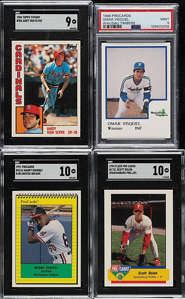 1984 to 1994 Topps Tiffany and Procards PSA- and SGC-Graded Collection (4)