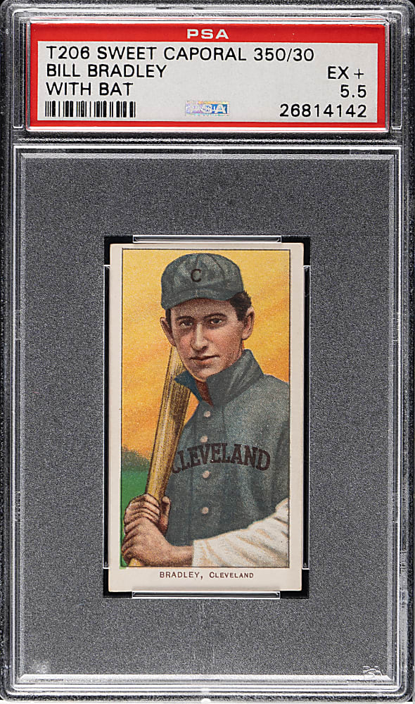 1909-1911 T206 White Border Bill Bradley with Bat PSA EX+ 5.5