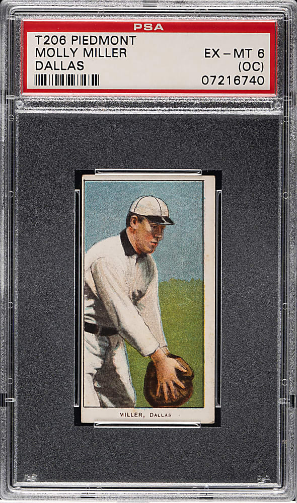 1909-1911 T206 White Border Molly Miller Southern Leaguer PSA EX-MT 6 (OC)