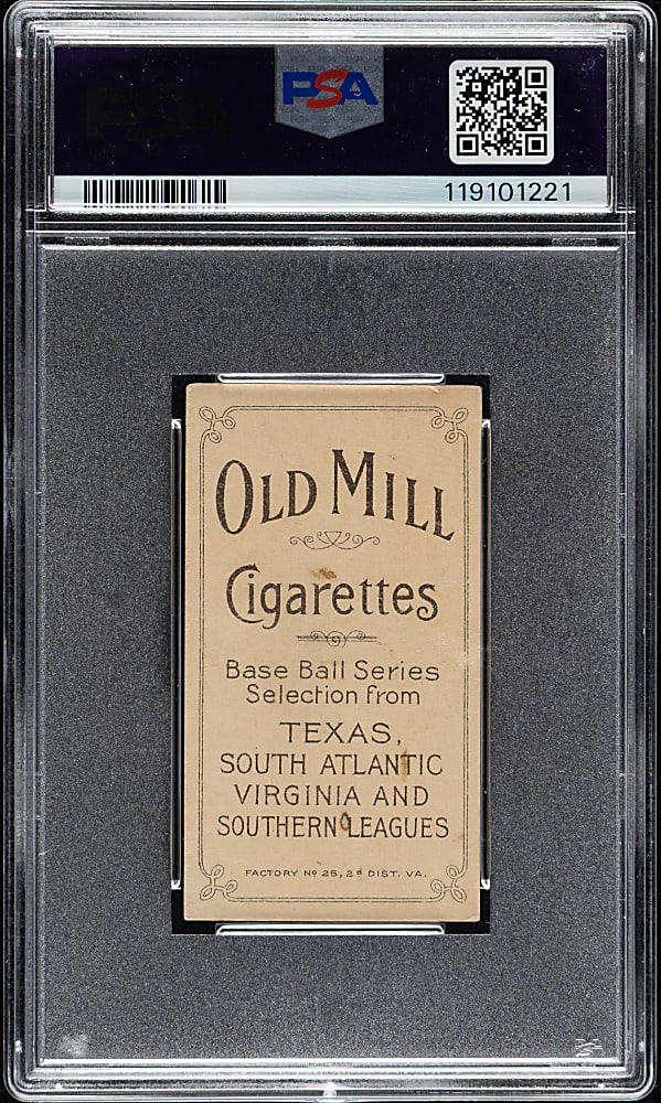 1909-1911 T206 White Border Carlos Smith Southern Leaguer PSA VG 3 - Old Mill Back