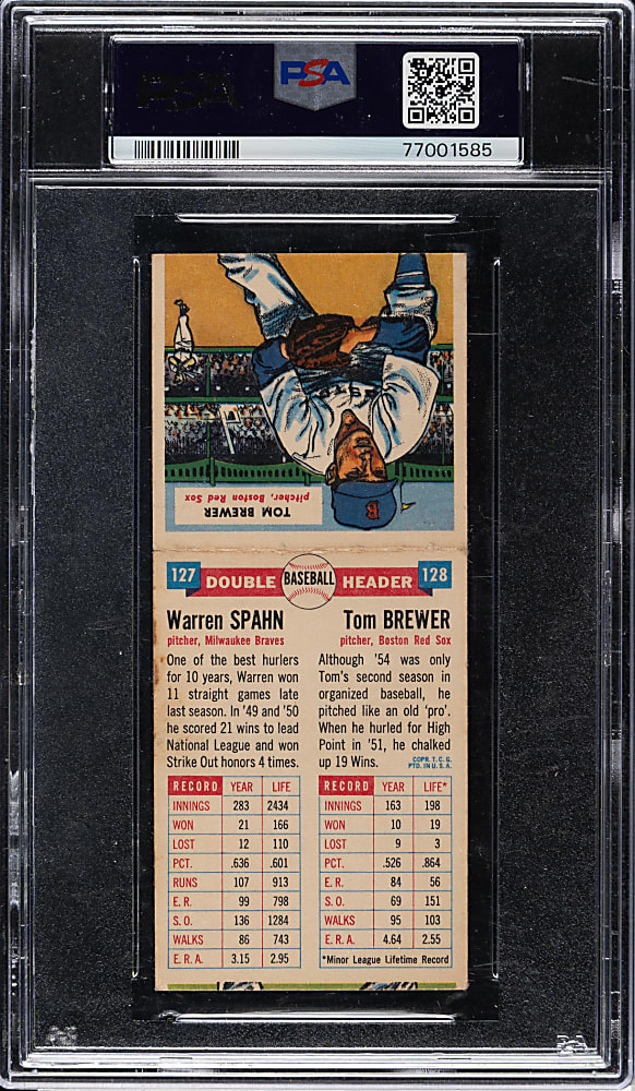 1955 Topps Double Headers #127/128 Warren Spahn/Brewer PSA VG-EX 4