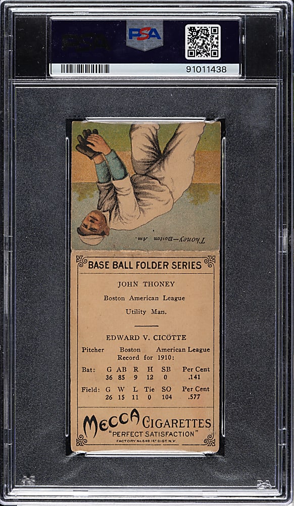 1911 T201 Mecca Double Folder Ed Cicotte/Thoney PSA VG 3