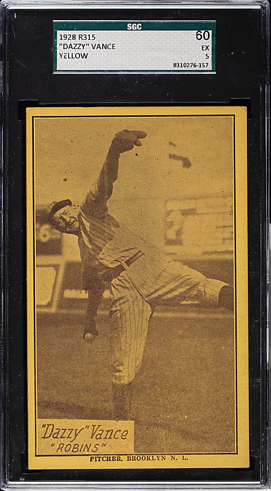 1929 R315 "Portraits and Action" Dazzy Vance Yellow SGC EX 60