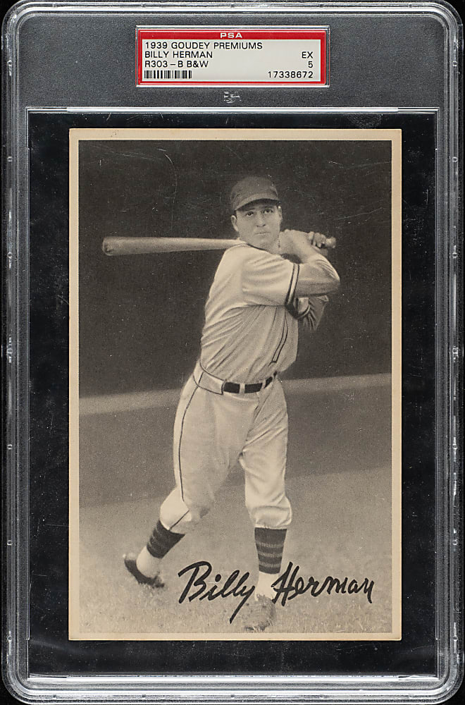 1939 R303-B Goudey Black & White Premiums Billy Herman PSA EX 5