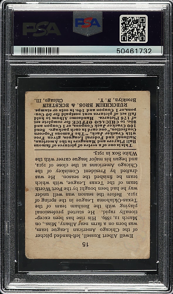 1915 E145 Cracker Jack #15 Ewell Russell PSA GOOD 2