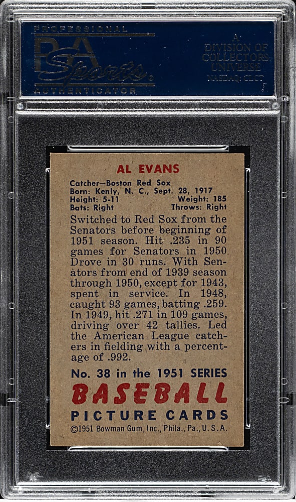 1951 Bowman #38 Al Evans PSA NM-MT 8