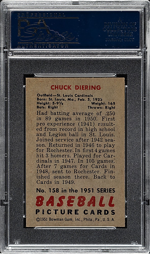 1951 Bowman #158 Chuck Diering PSA NM-MT 8