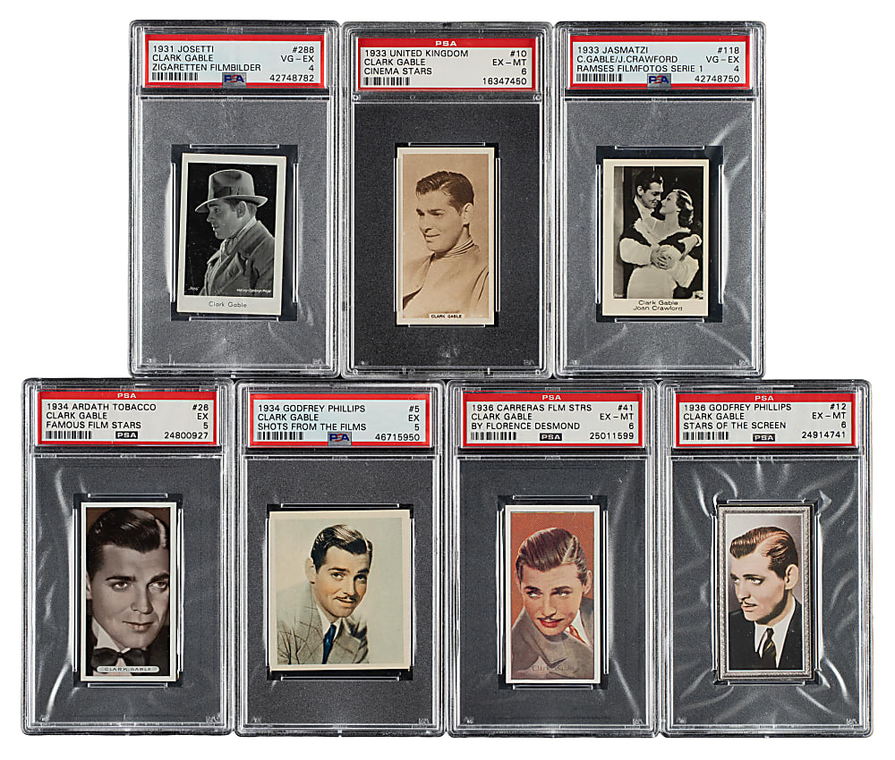 1931 to 1936 Godfrey Phillips, Ardath Tobacco, and Carreras Clark Gable PSA-Graded Collection (7)