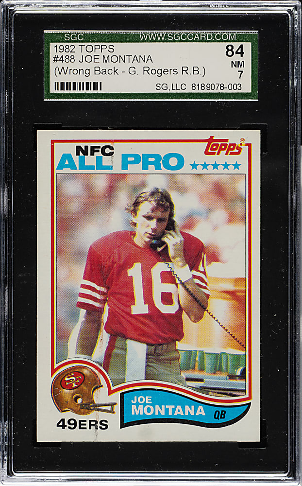 1982 Topps Football #488 Joe Montana SGC NM 84 - Wrong Back - #5 George Rogers