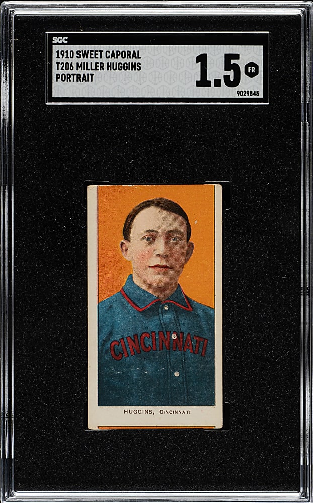 1909-1911 T206 White Border Miller Huggins Portrait SGC FAIR 1.5 - Parts of Two Cards Showing!
