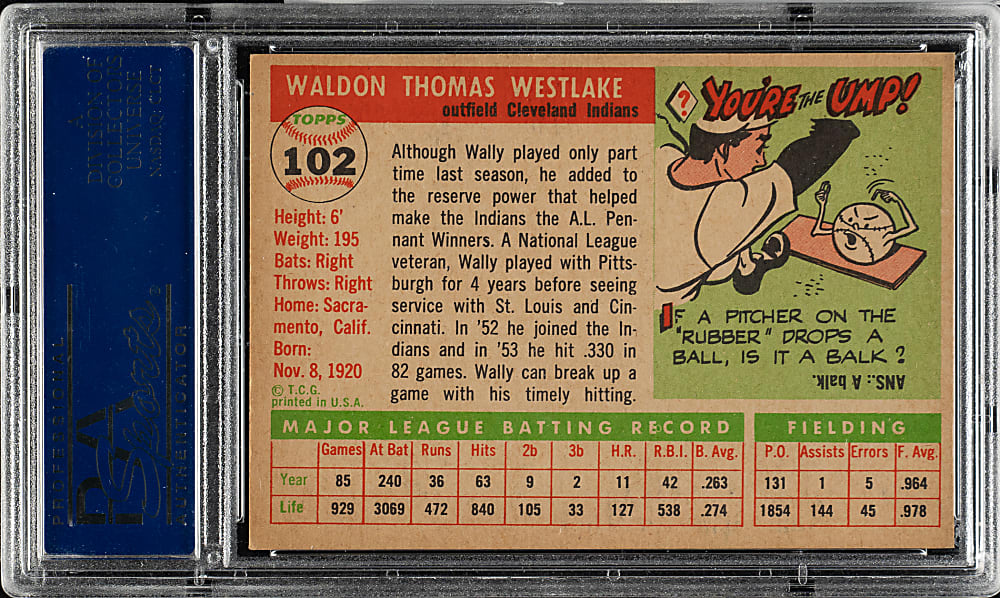 1955 Topps #102 Wally Westlake PSA NM-MT 8
