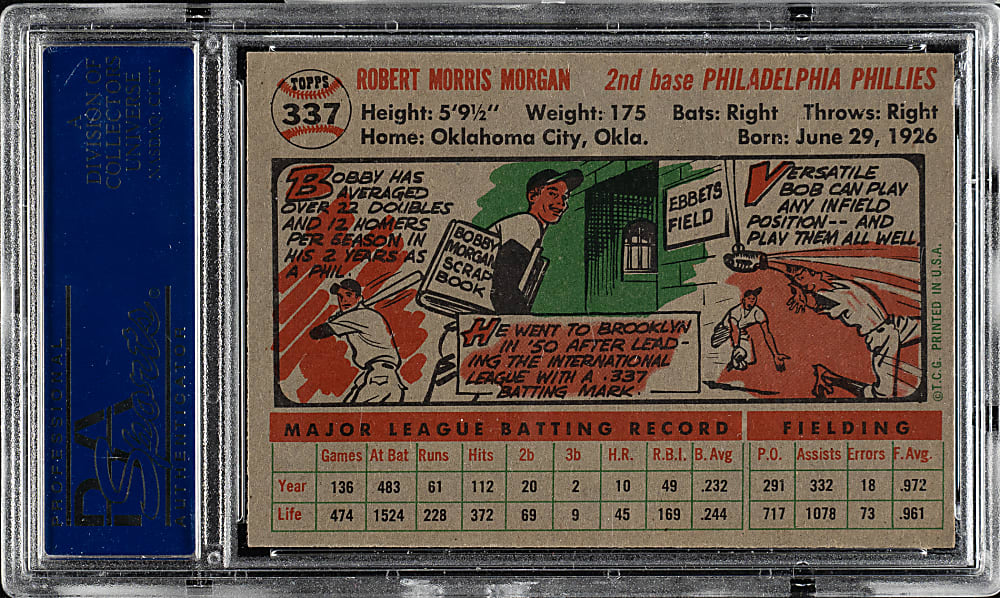 1956 Topps #337 Bobby Morgan PSA NM-MT 8