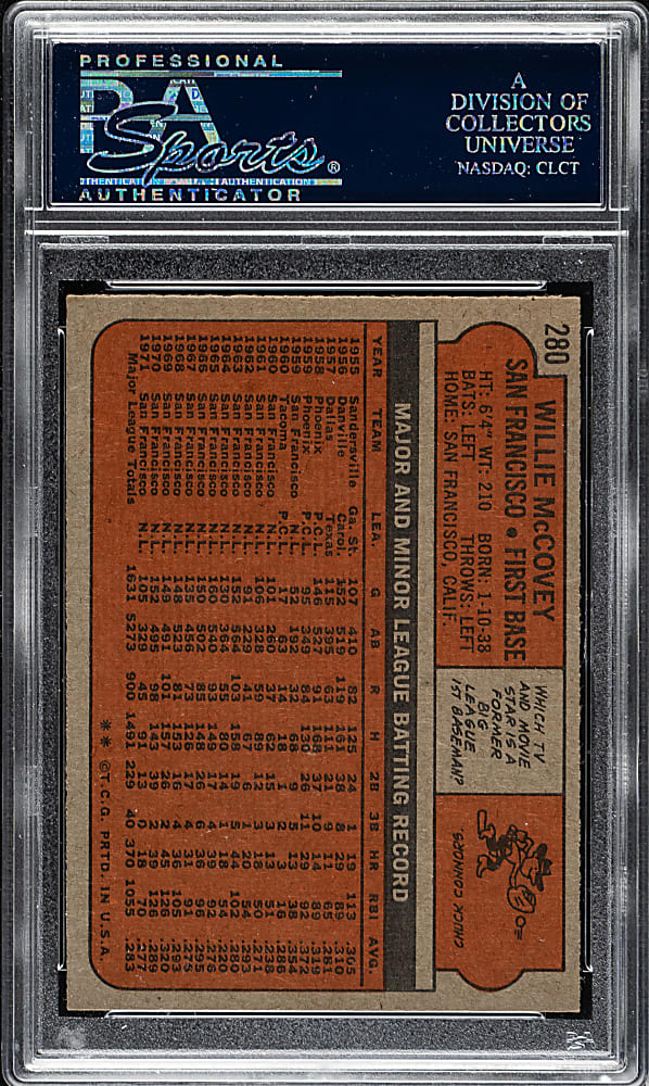 1972 Topps #280 Willie McCovey PSA NM-MT 8