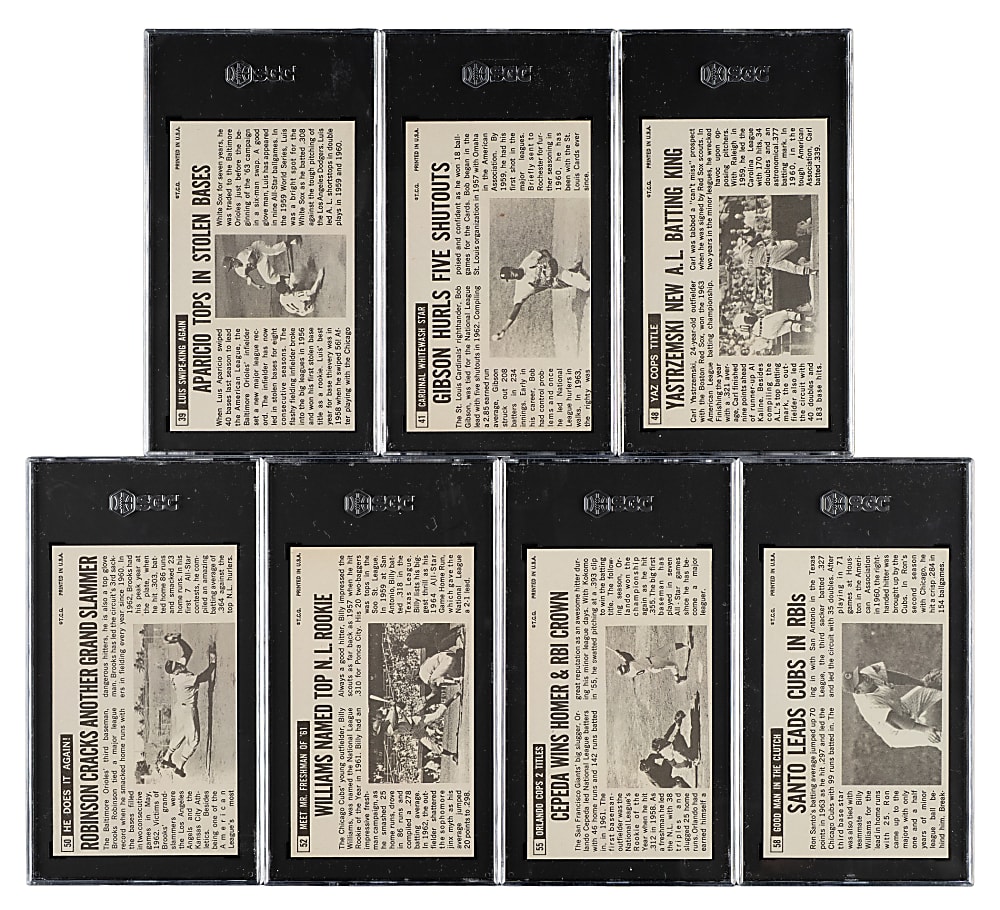 1964 Topps Giants Hall of Fame SGC-Graded Collection (7) Including Bob Gibson, Brooks Robinson, and Carl Yastrzemski