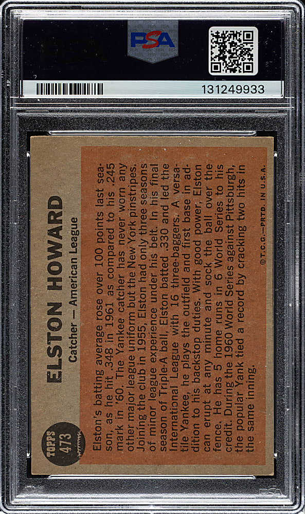 Signed 1962 Topps #473 Elston Howard All-Star PSA VG-EX 4 with NM 7 Signature