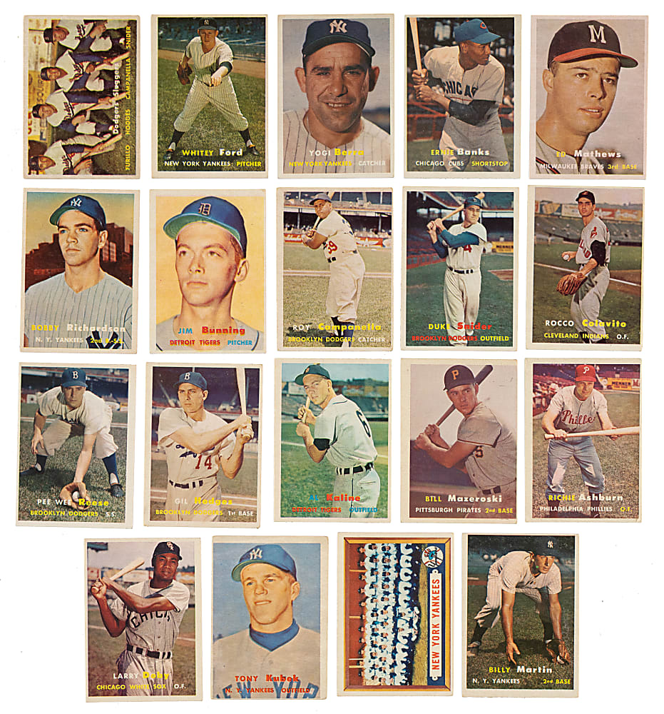 1957 Topps Hall of Fame and Stars Collection (23) Including Clemente, Mays, Koufax, and Williams