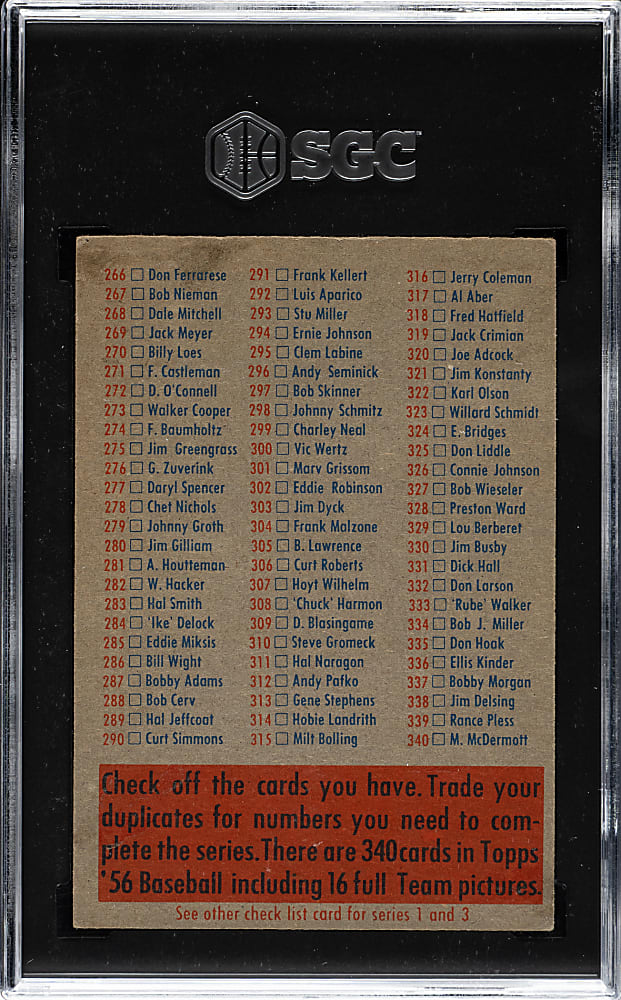 1956 Topps Checklist 2/4 SGC VG/EX+ 4.5