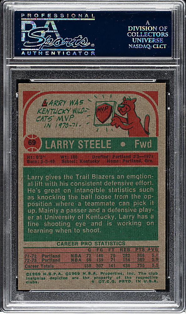 1973-1974 Topps Basketball #69 Larry Steele PSA MINT 9