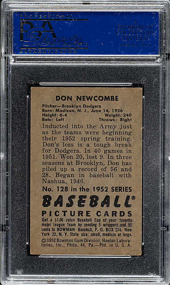 1952 Bowman #128 Don Newcombe PSA EX 5
