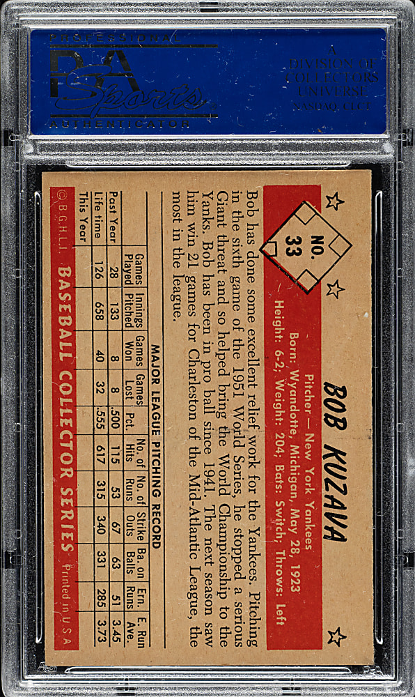 1953 Bowman Black & White #33 Bob Kuzava PSA EX-MT 6
