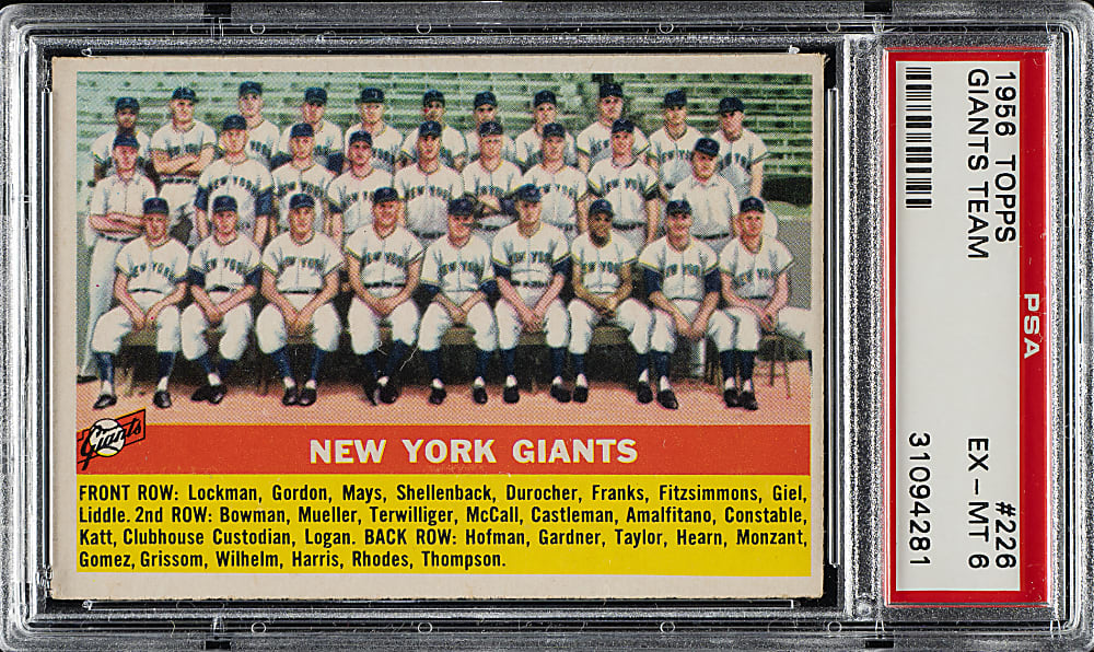 1956 Topps #226 New York Giants Team PSA EX-MT 6