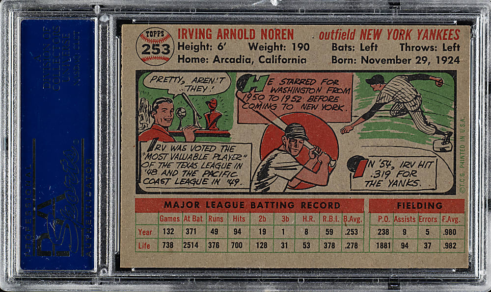 1956 Topps #253 Irv Noren PSA EX-MT 6