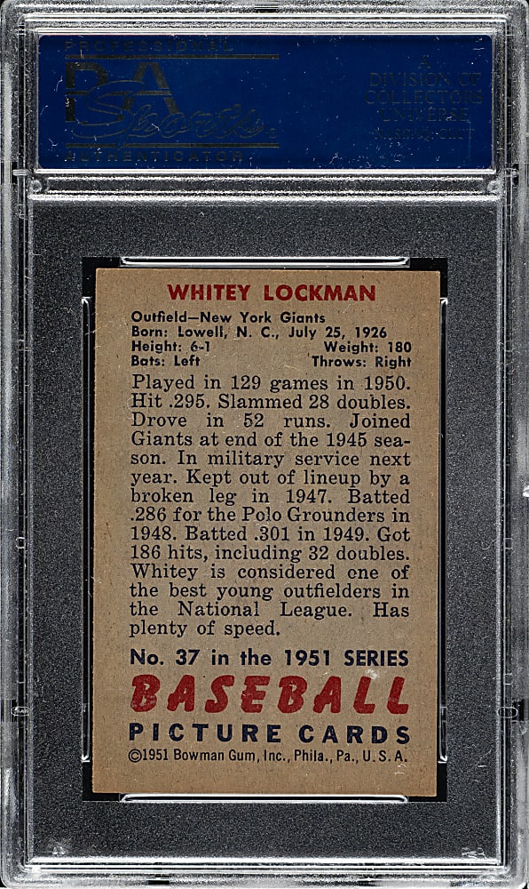 1951 Bowman #37 Whitey Lockman PSA NM 7