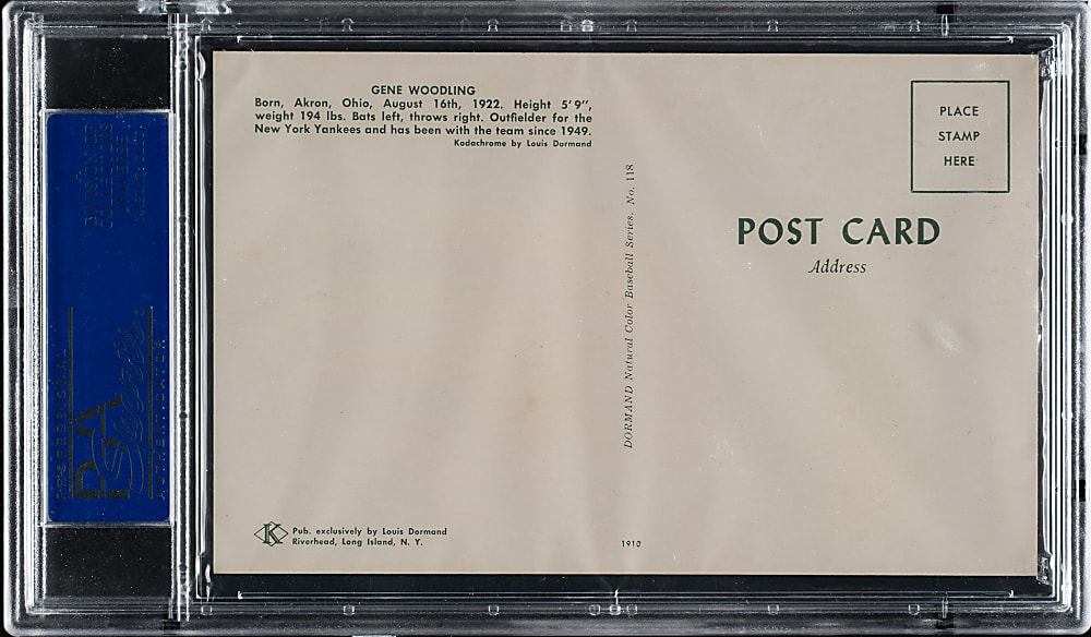 1953-1955 Dormand Postcard Glen Woodling PSA NM 7