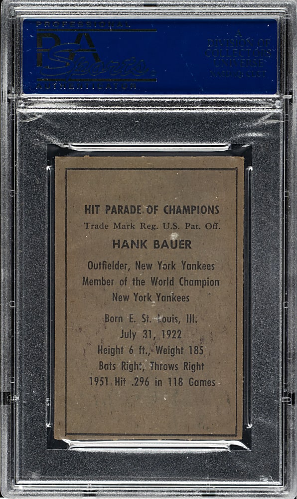 1952 Berk Ross Hank Bauer PSA NM 7