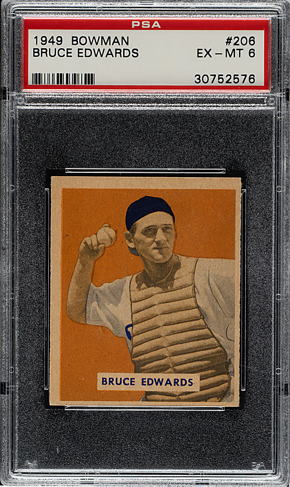 1949 Bowman #206 Bruce Edwards PSA EX-MT 6