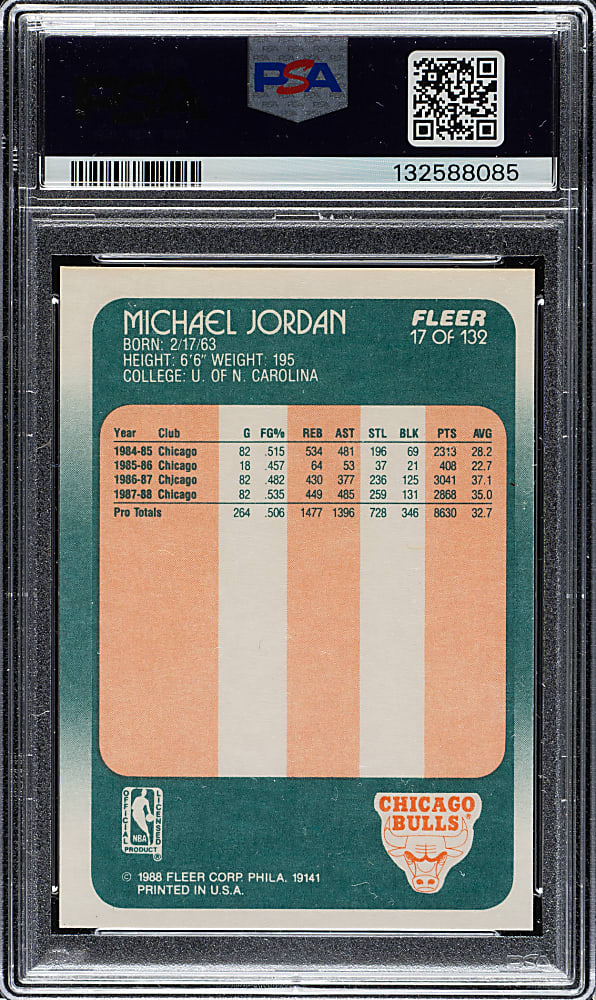 1988-1989 Fleer Basketball #17 Michael Jordan PSA NM-MT 8