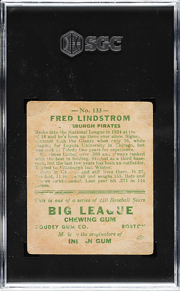 1933 R319 Goudey #133 Fred Lindstrom SGC POOR 1