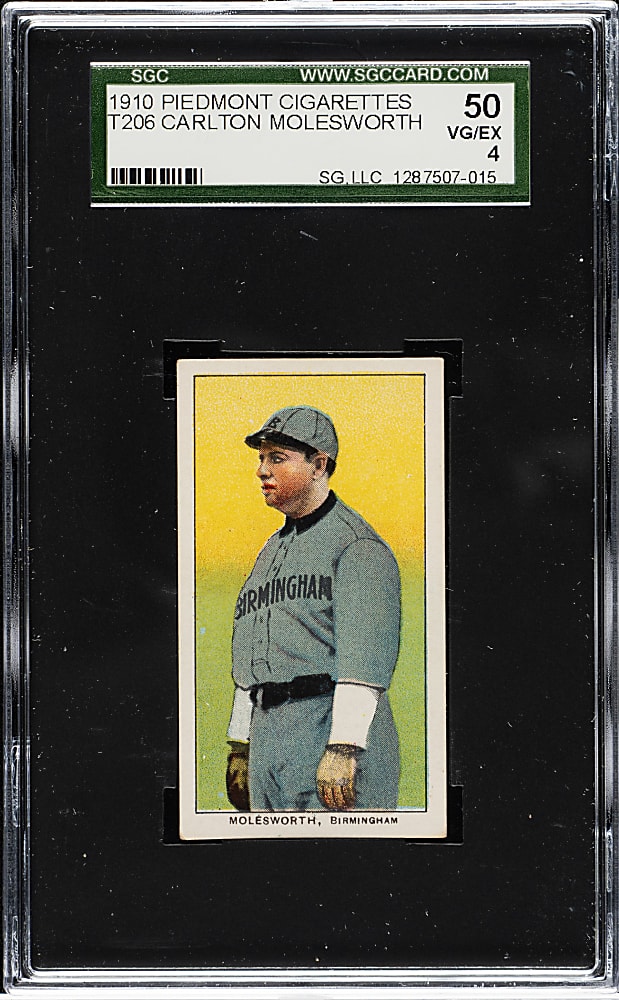 1909-1911 T206 White Border Carlton Molesworth Southern Leaguer SGC VG/EX 50