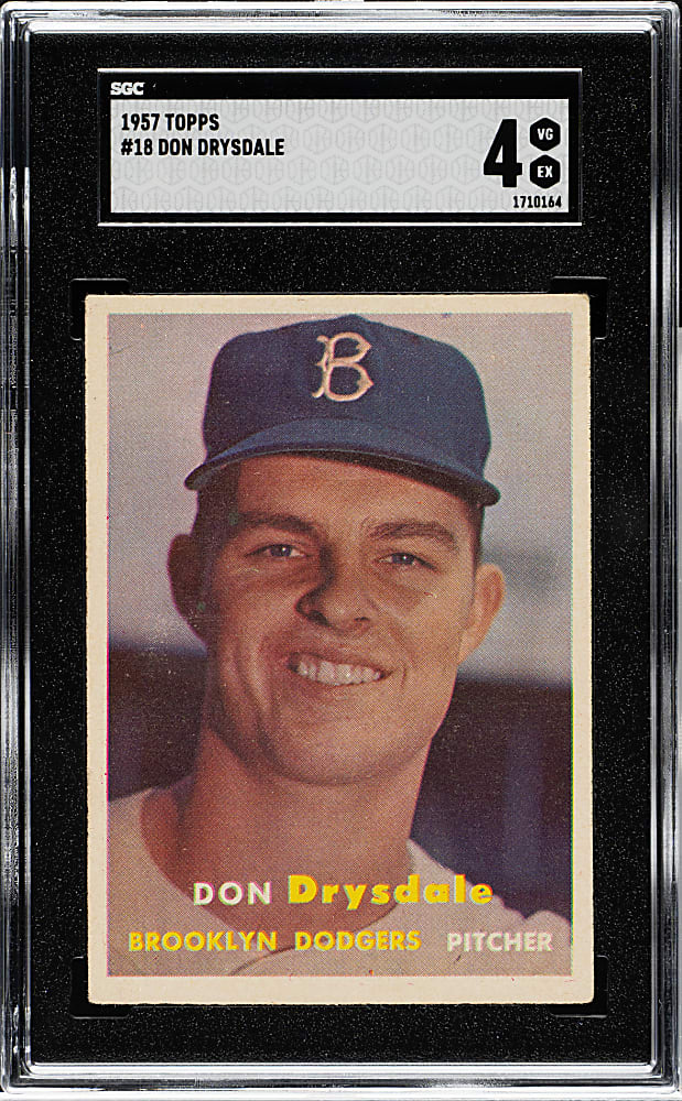 1957 Topps #18 Don Drysdale Rookie SGC VG/EX 4