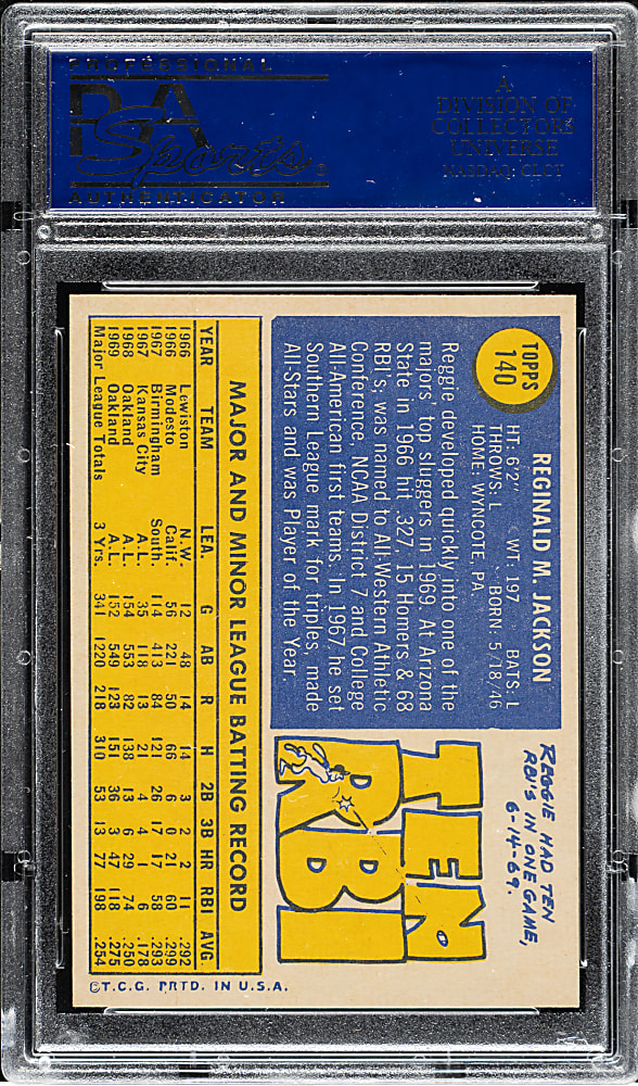 1970 Topps #140 Reggie Jackson PSA NM-MT 8