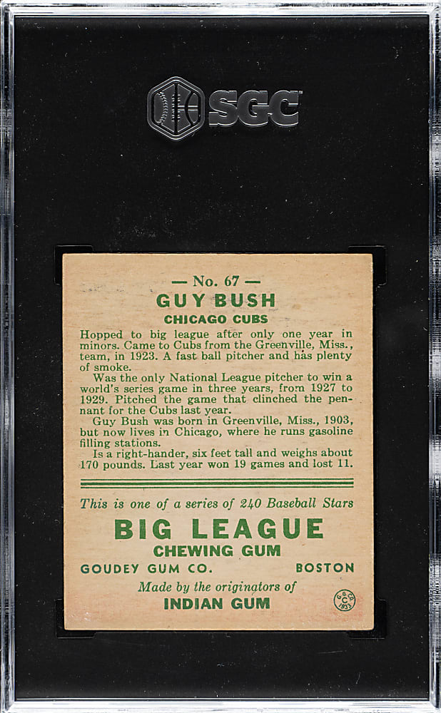 1933 R319 Goudey #67 Guy Bush SGC VG/EX+ 4.5
